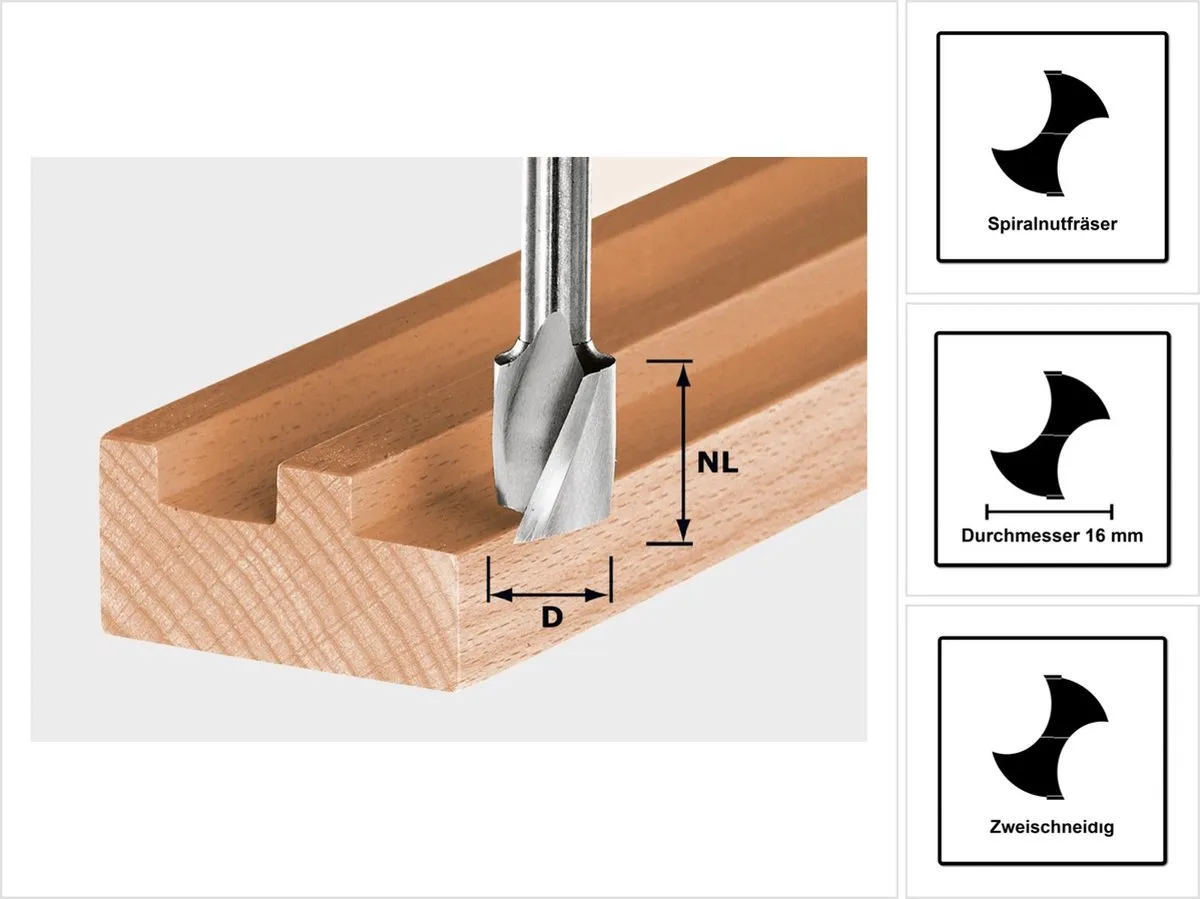 Festool HS Spi S8 D16/20 Spiraalgroeffrees 16x20mm