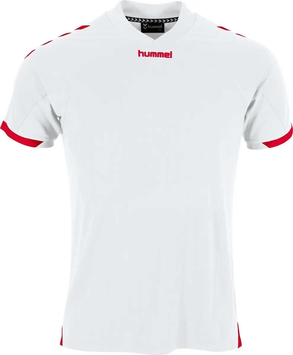 Hummel Fyn Shirt Korte Mouw Kinderen 128 - Wit/Rood