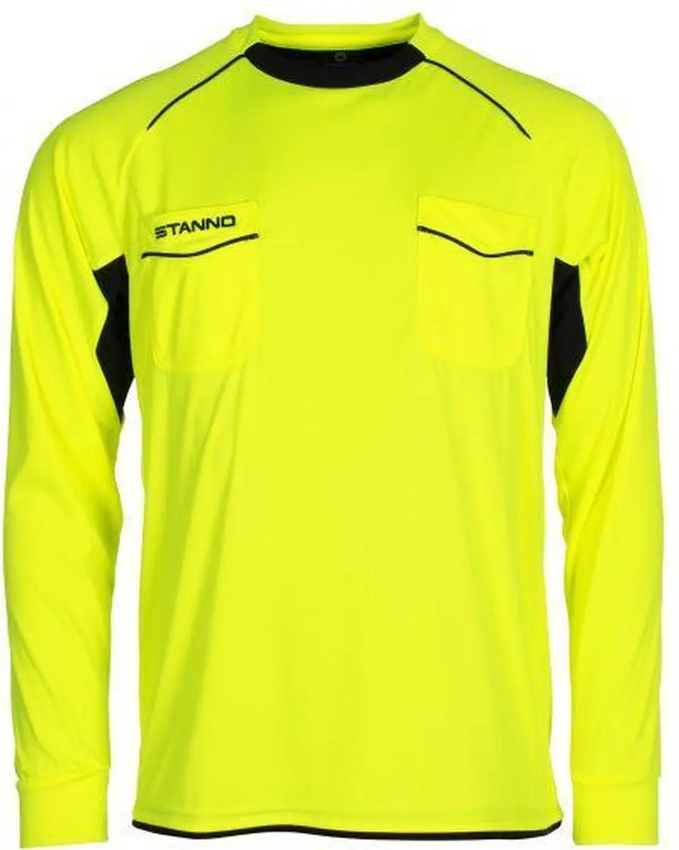Stanno Bergamo Referee Shirt Lange Mouw XS - Neon Geel/Zwart