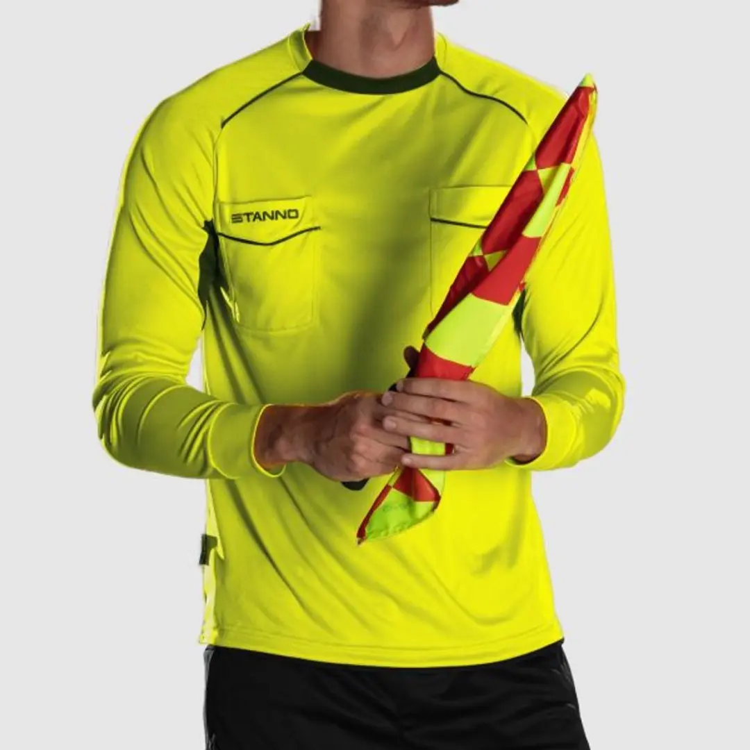 Stanno Bergamo Referee Shirt Lange Mouw XS - Neon Geel/Zwart