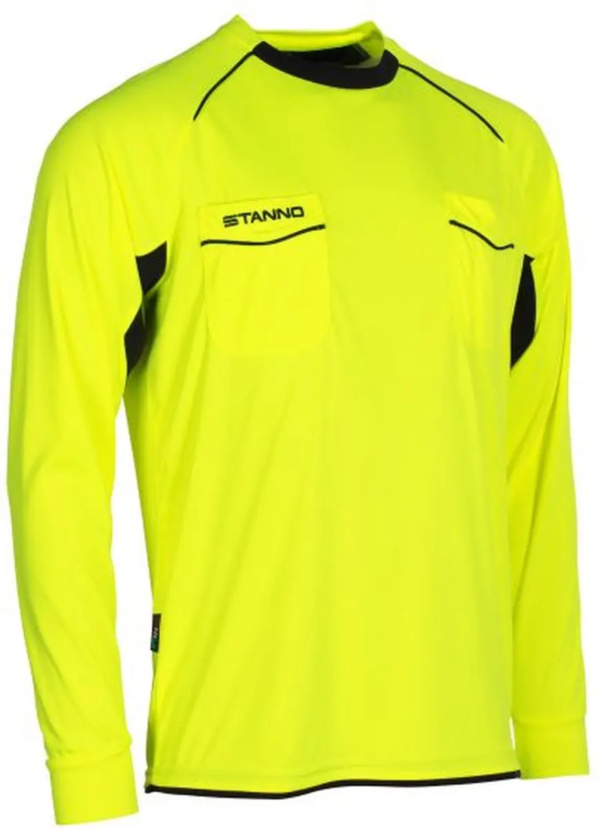 Stanno Bergamo Referee Shirt Lange Mouw XS - Neon Geel/Zwart