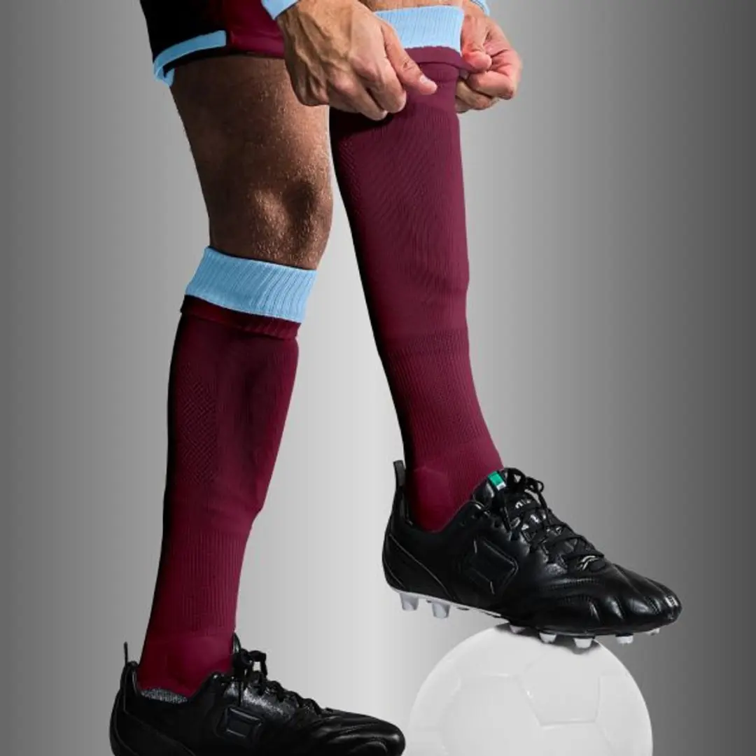 Stanno Combi Voetbalsokken 30-34 - Bordeaux Rood/Licht Blauw