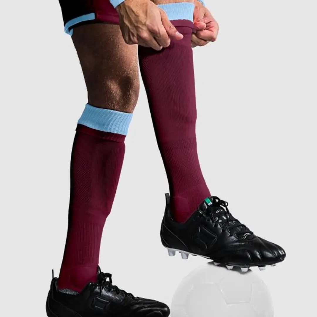 Stanno Combi Voetbalsokken 30-34 - Bordeaux Rood/Licht Blauw