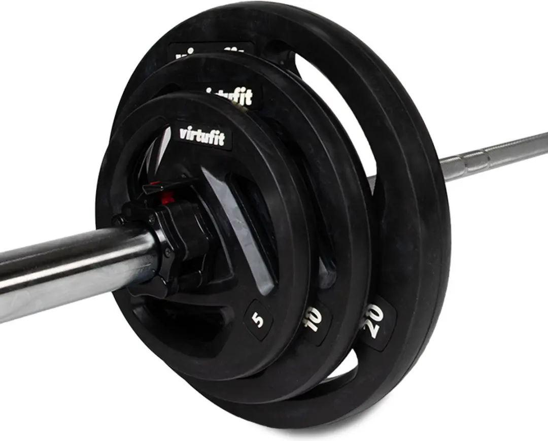 Virtufit Olympische Halterset 90kg - 11-delig - Zwart/Zilver