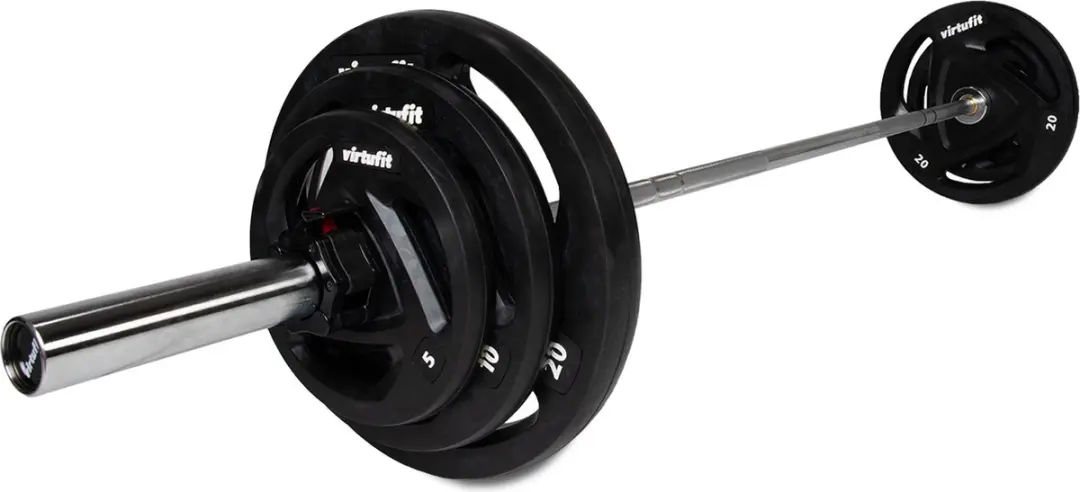 Virtufit Olympische Halterset 90kg - 11-delig - Zwart/Zilver
