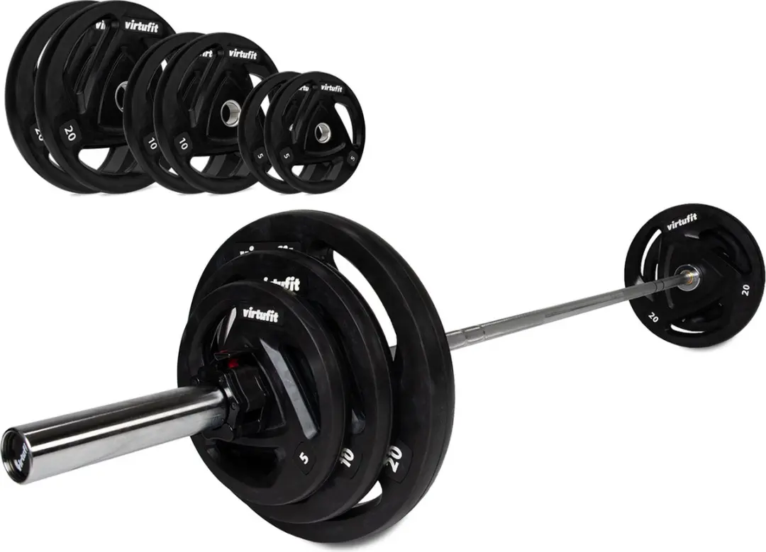 Virtufit Olympische Halterset 90kg - 11-delig - Zwart/Zilver
