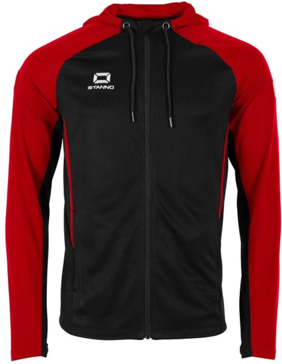 Stanno Stadio Hooded Full Zip Top 164 - Zwart/Rood