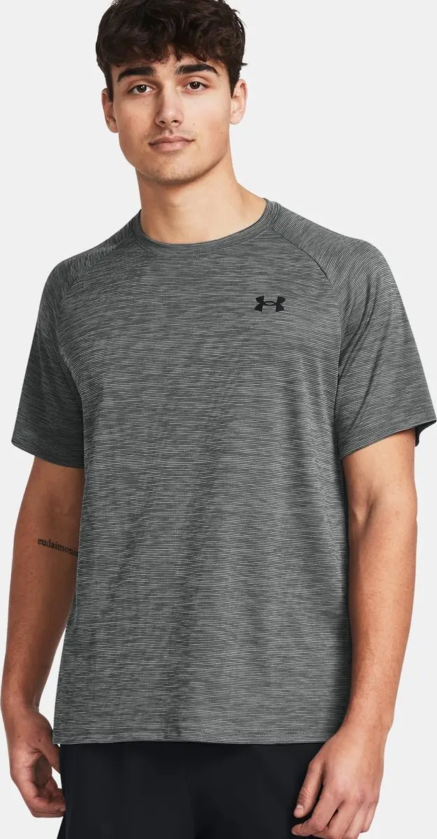 Under Armour UA Tech TextuRood SS Heren Sportshirt - Grijs/Zwart - afbeelding 6 van 6