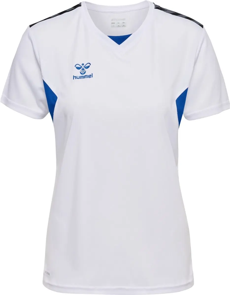 Hummel Authentic Jersey T-Shirt Dames S - Wit/Blauw