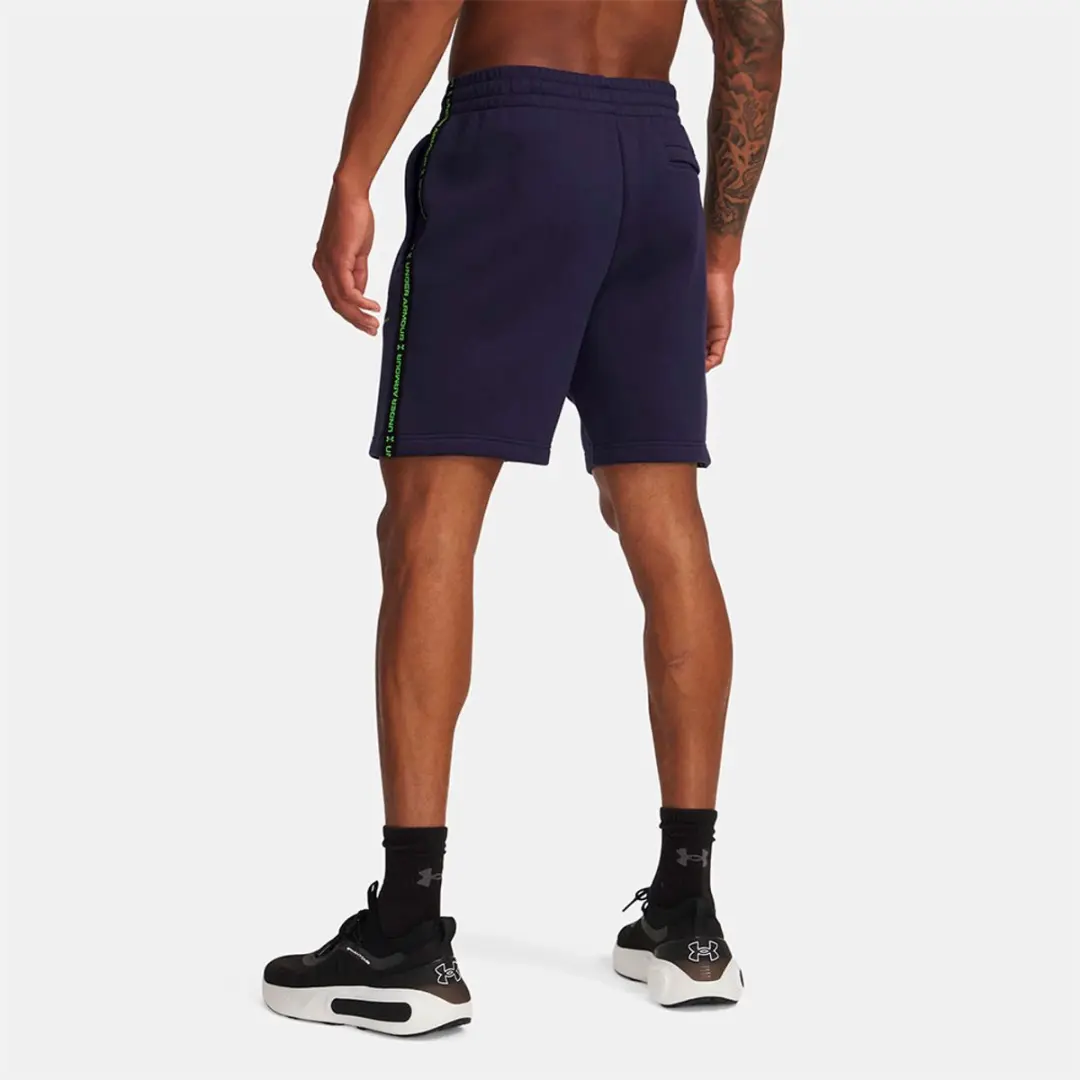 Under Armour Icon Fleece Taping Korte Broek S - Midnight Navy/Cyber Green