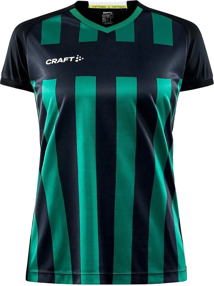 Craft Progress 2.0 Stripe Shirt Dames - L - Zwart/Groen