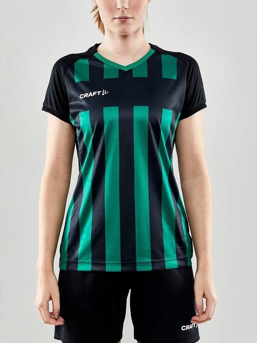 Craft Progress 2.0 Stripe Shirt Dames - L - Zwart/Groen