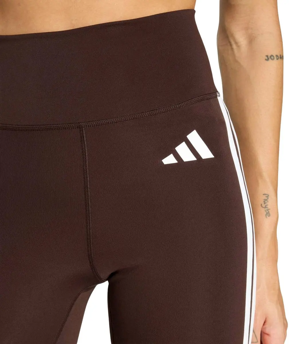 Adidas Optime Essentials 3-Stripes Legging Dames S - Donkerbruin/Wit