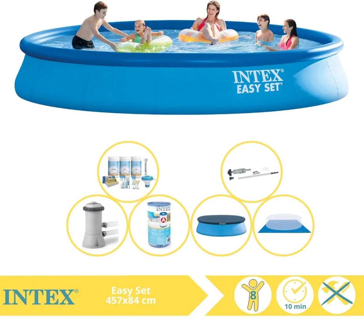 Intex Easy Set Zwembad 457x84cm - 9792L - Blauw - MPN 28158GN