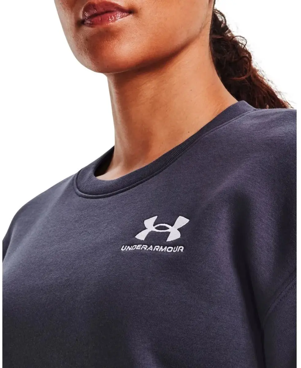 Under Armour Essential Fleece Crew Sweatshirt Dames M - Tempered Steel/Wit
