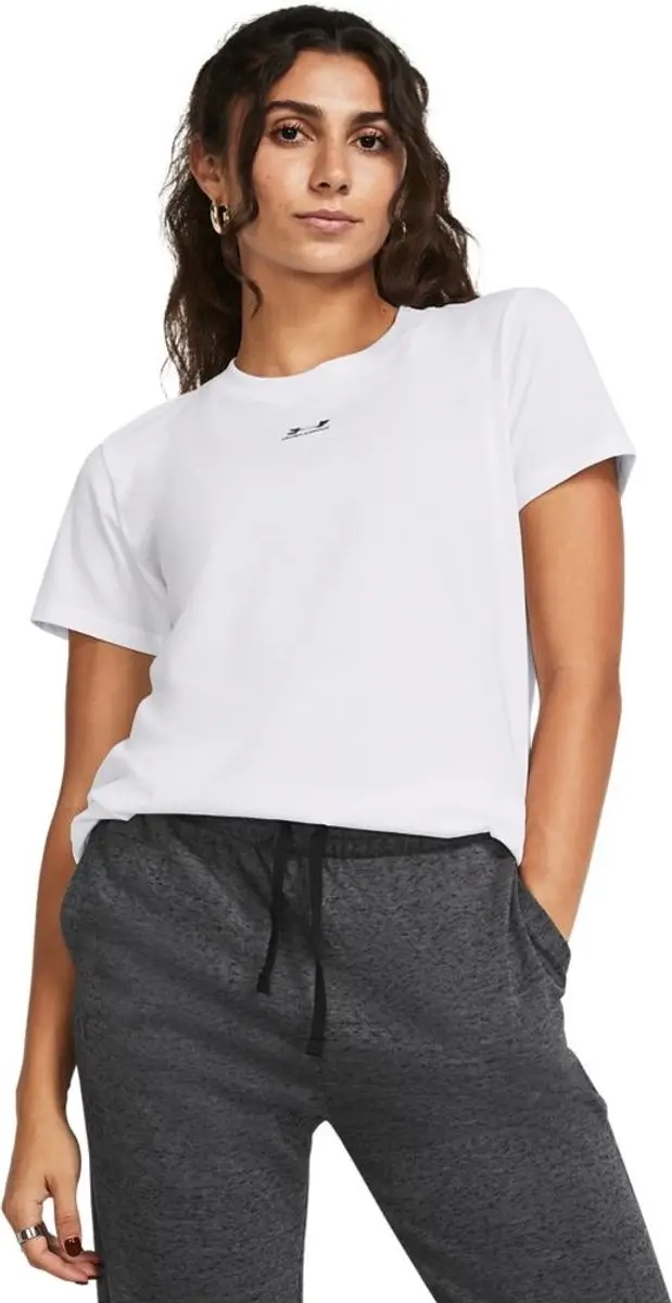 Under Armour Rival Core SS Dames Sportshirt M - Wit/Zwart