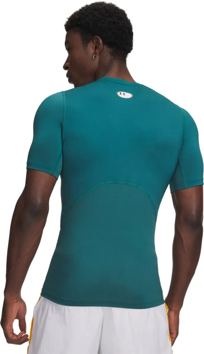 Under Armour UA HG Armour Comp SS-GRN Heren Sportshirt - Rack Groen/Wit
