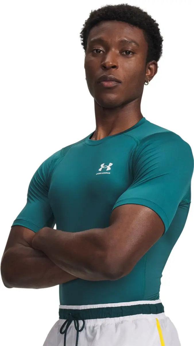 Under Armour UA HG Armour Comp SS-GRN Heren Sportshirt