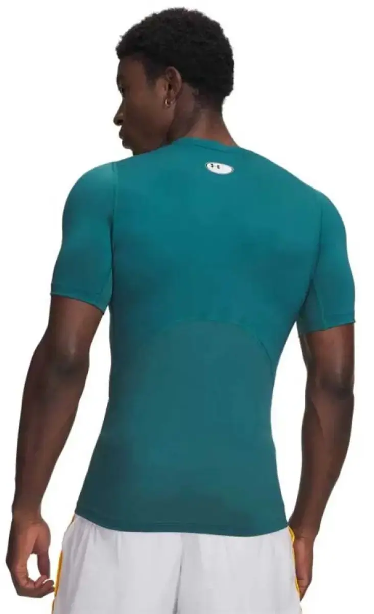Under Armour UA HG Armour Comp SS-GRN Heren Sportshirt - Rack Groen/Wit