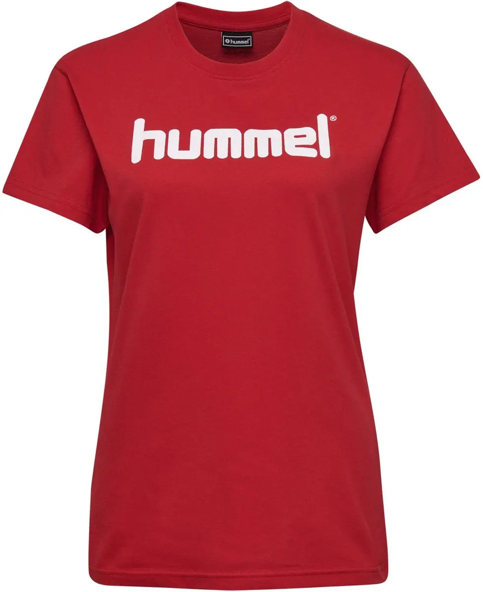 Hummel Go Cotton Logo Shirt Dames XS - Rood/Wit