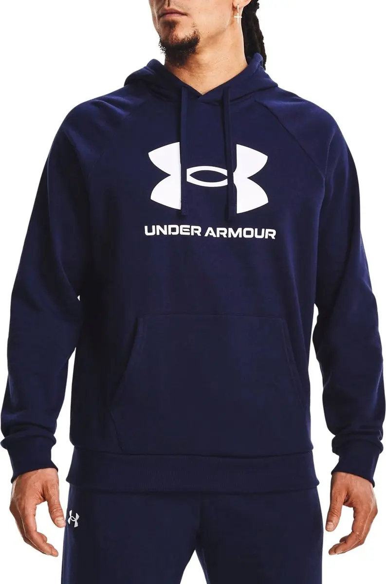 Under Armour Rival Fleece Hoodie Heren - Maat L - Navy/Wit
