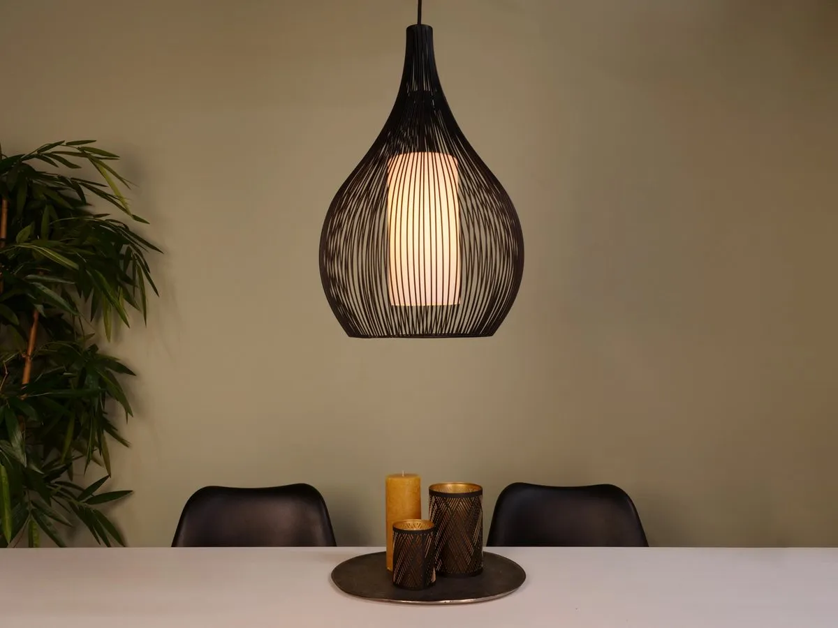 Eglo Razoni 1 Hanglamp E27 - Ø42,5cm - Zwart/Wit