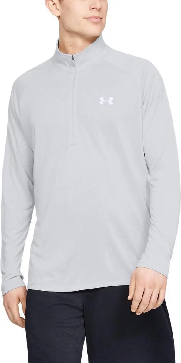 Under Armour UA Tech 2.0 1/2 Zip Heren Sporttrui - Halo Grijs/Wit