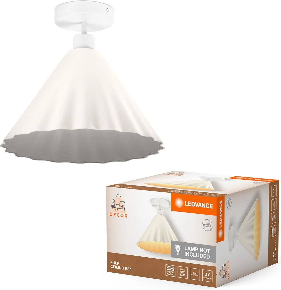 LEDVANCE Decor Pulp Plafondlamp E27 - 310mm Wit