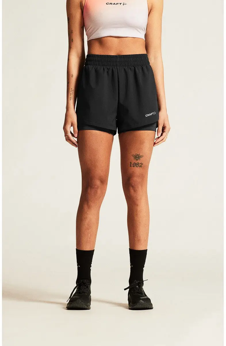 Craft ADV Essence 2-in-1 Shorts 2 Dames Sportbroek - Zwart