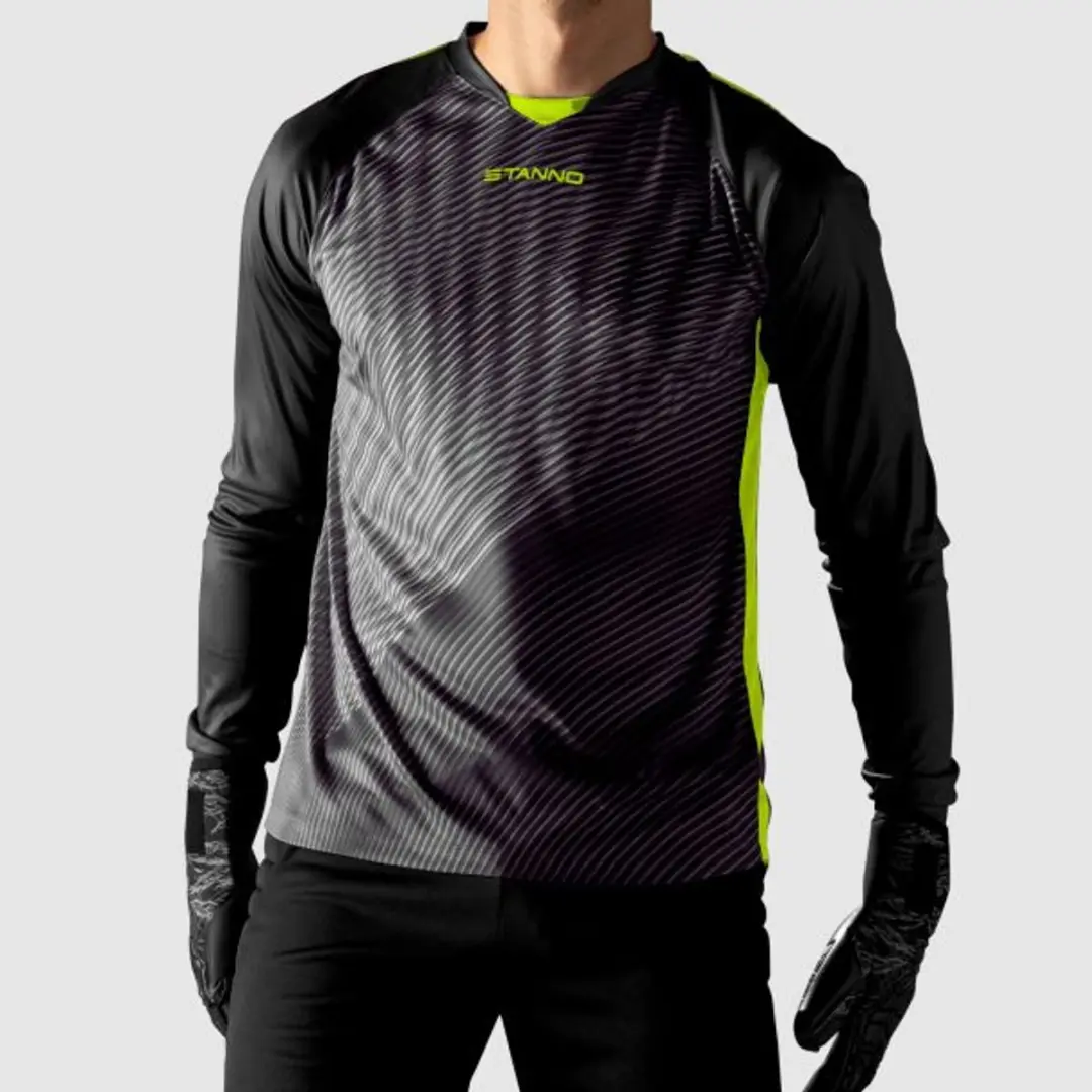 Stanno Vortex Keeper Shirt Longsleeve 164 - Zwart/Néon Geel