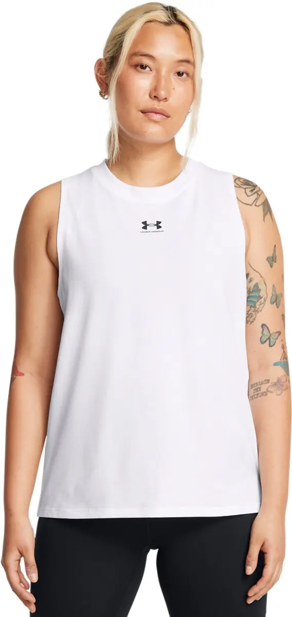 Under Armour UA Rival Muscle Tank Dames Sporttop L - Wit