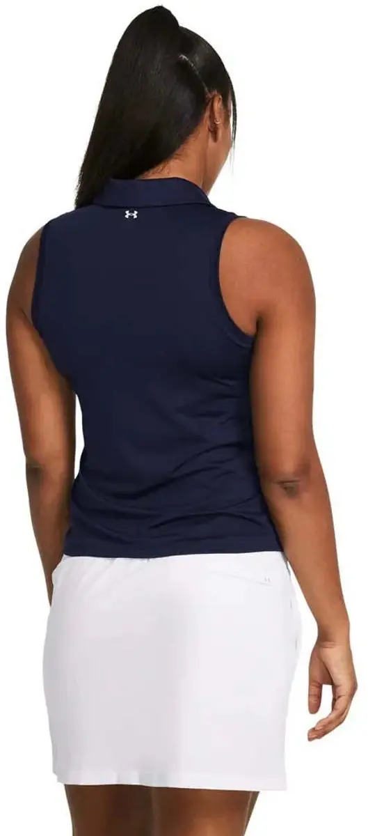 Under Armour Playoff Mouwloos Poloshirt Dames - L - Midnight Navy/Halo Gray