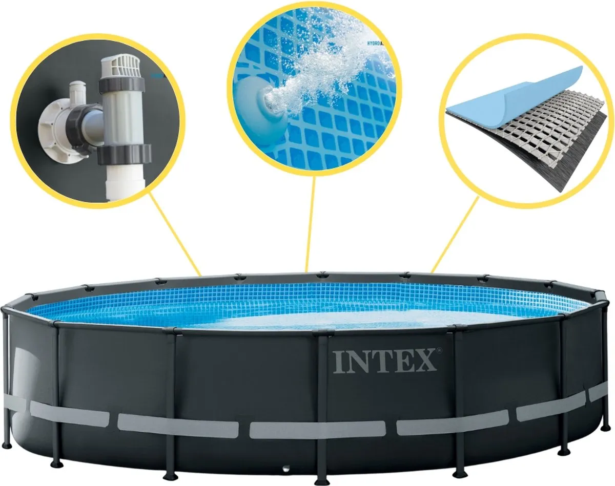 Intex Ultra XTR Frame 26340GN Opzetzwembad 732x132cm - Grijs/Wit