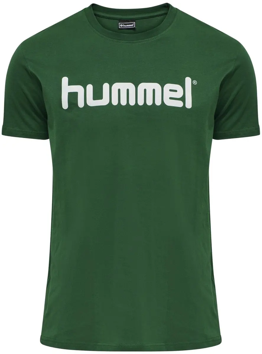 Hummel Go Cotton Logo Shirt Heren - Maat M - Groen/Wit