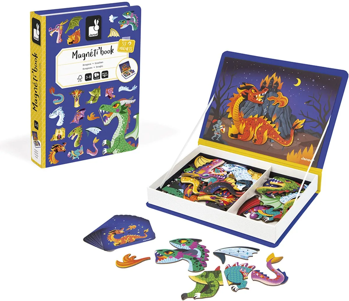 Janod Magnetibook Draken 2527 - Magneetboek Speelset - 53 Magneten
