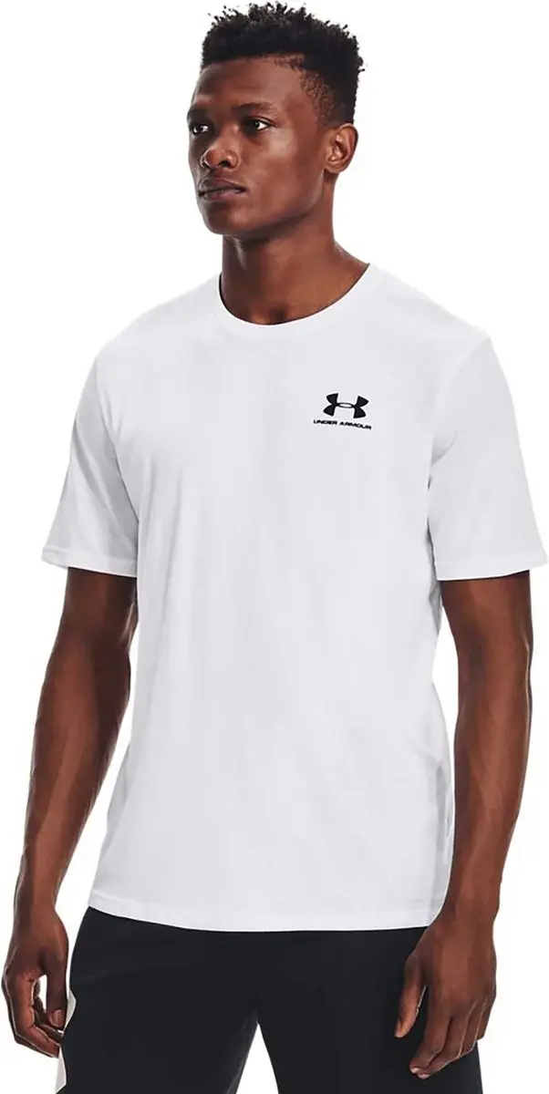 Under Armour UA M SPORTSTYLE LC SS-WHT Heren Sportshirt - L - Wit/Zwart