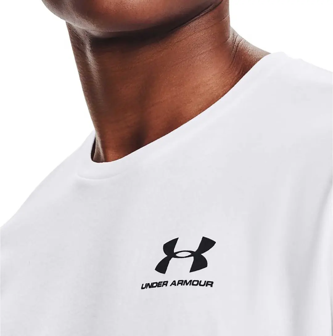 Under Armour UA M SPORTSTYLE LC SS-WHT Heren Sportshirt - L - Wit/Zwart