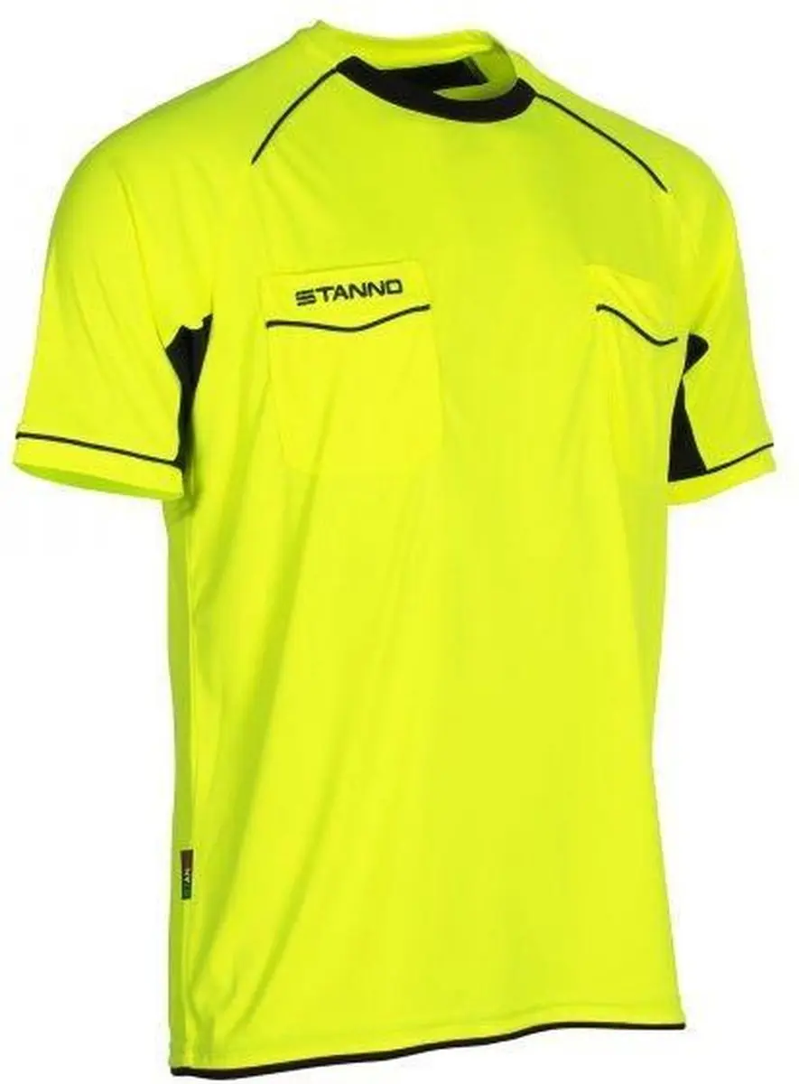 Stanno Bergamo Referee Shirt Korte Mouw - XXL - Neon Geel/Zwart