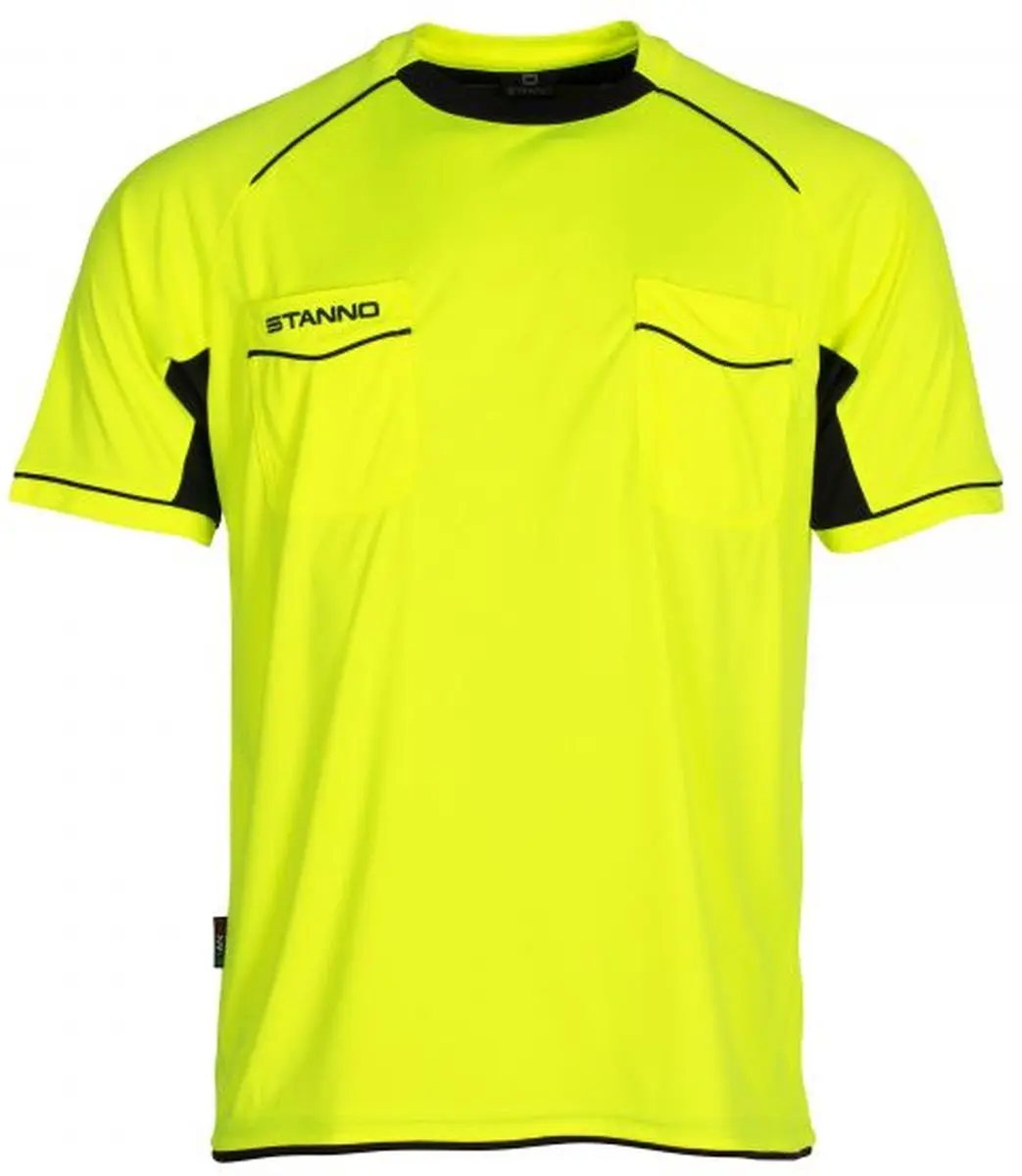 Stanno Bergamo Referee Shirt Korte Mouw - XXL - Neon Geel/Zwart