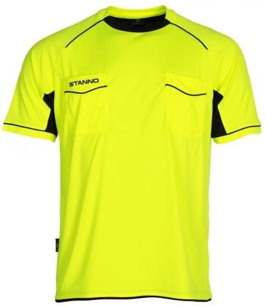 Stanno Bergamo Referee Shirt Korte Mouw - XXL - Neon Geel/Zwart