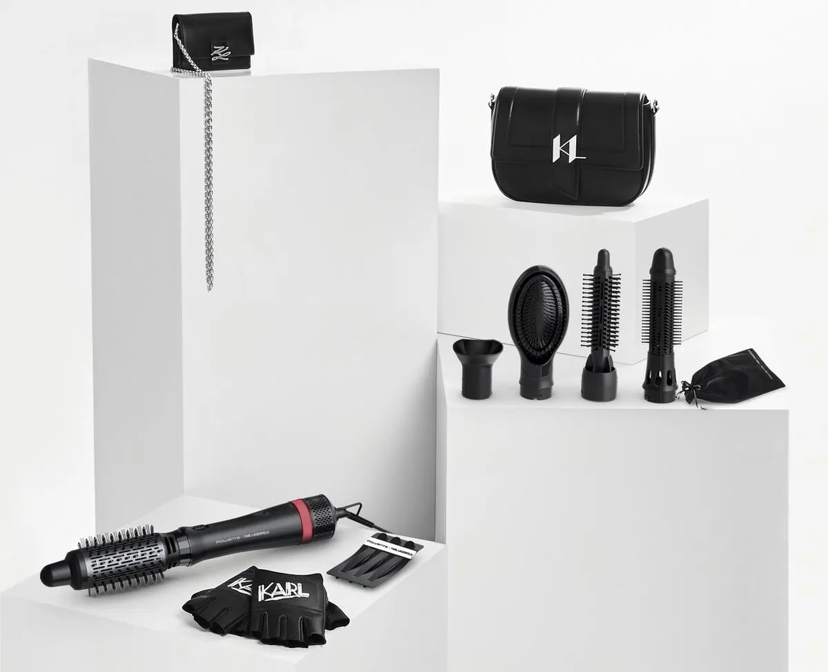 Rowenta x KARL LAGERFELD Express Style CF635L Heteluchtborstel 800W - Zwart/Rood