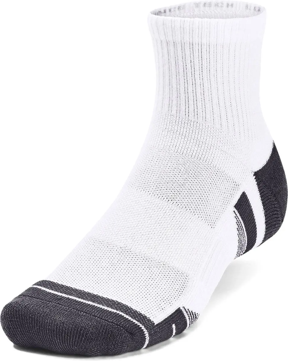 Under Armour UA Performance Tech 3pk Sportsokken - Wit/Grijs