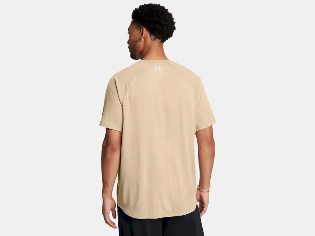 Under Armour UA Tech TextuRood SS Heren Sportshirt - Khaki/Wit - XXL