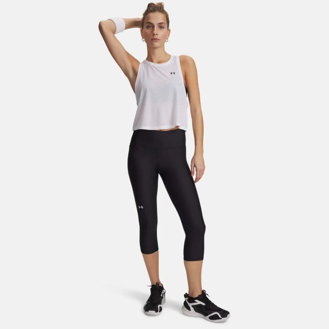 Under Armour Tech Hi Capri Dames Sportbroek M - Zwart/Wit