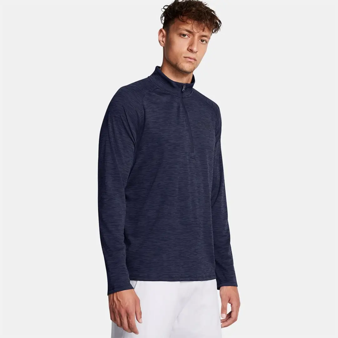 Under Armour UA Tech Textured 1-2 Zip Heren Sportshirt - Midnight Navy