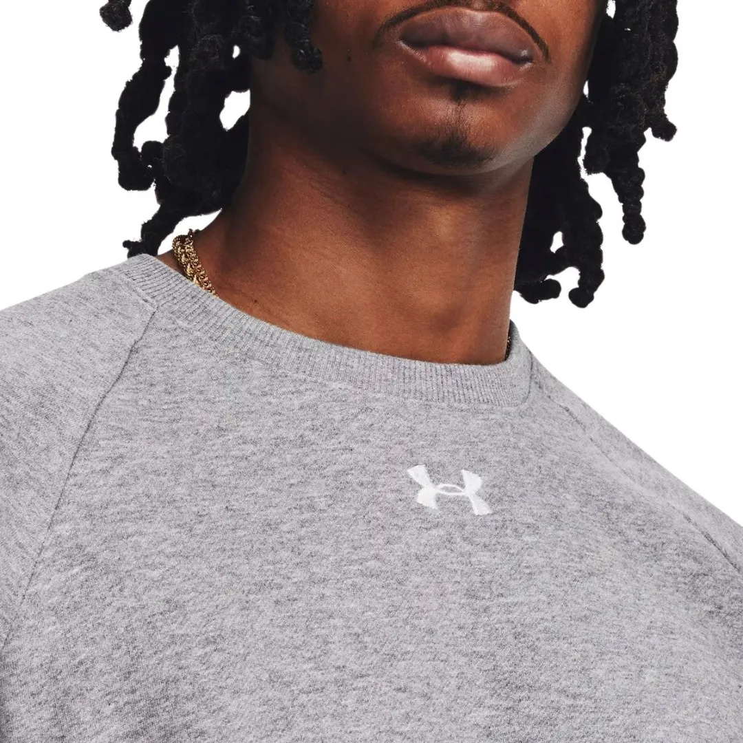Under Armour Rival Fleece Crew Heren Sporttrui - Castlerock Light Heather/Wit