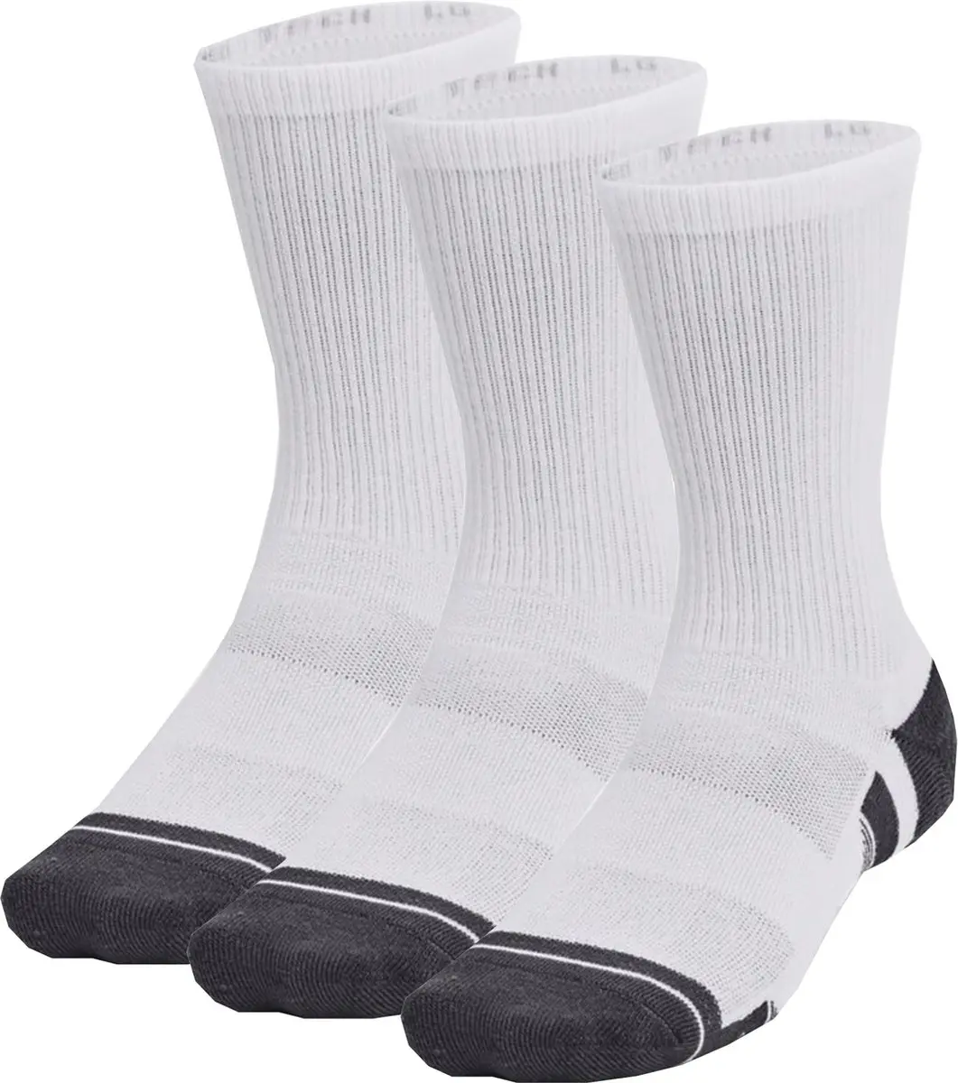 Under Armour UA Performance Tech 3pk Sportsokken - Wit/Grijs