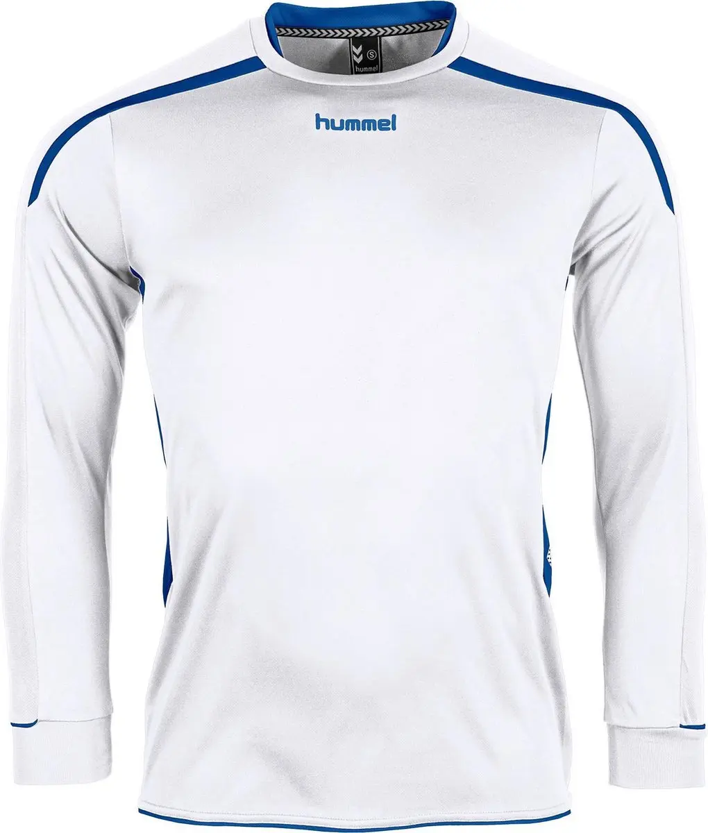 hummel Preston L/S Sportshirt - Maat S - Wit/Blauw