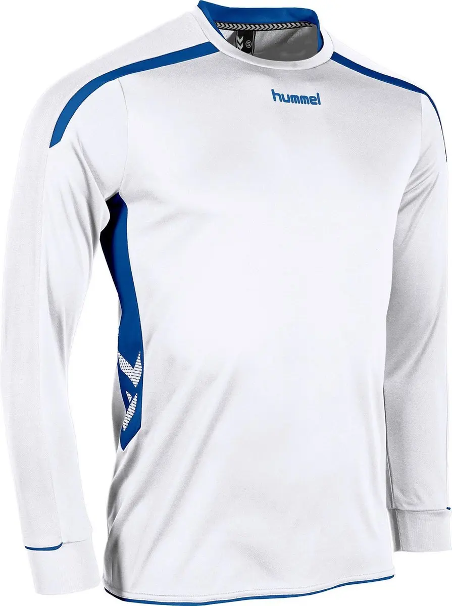 hummel Preston L/S Sportshirt - Maat S - Wit/Blauw