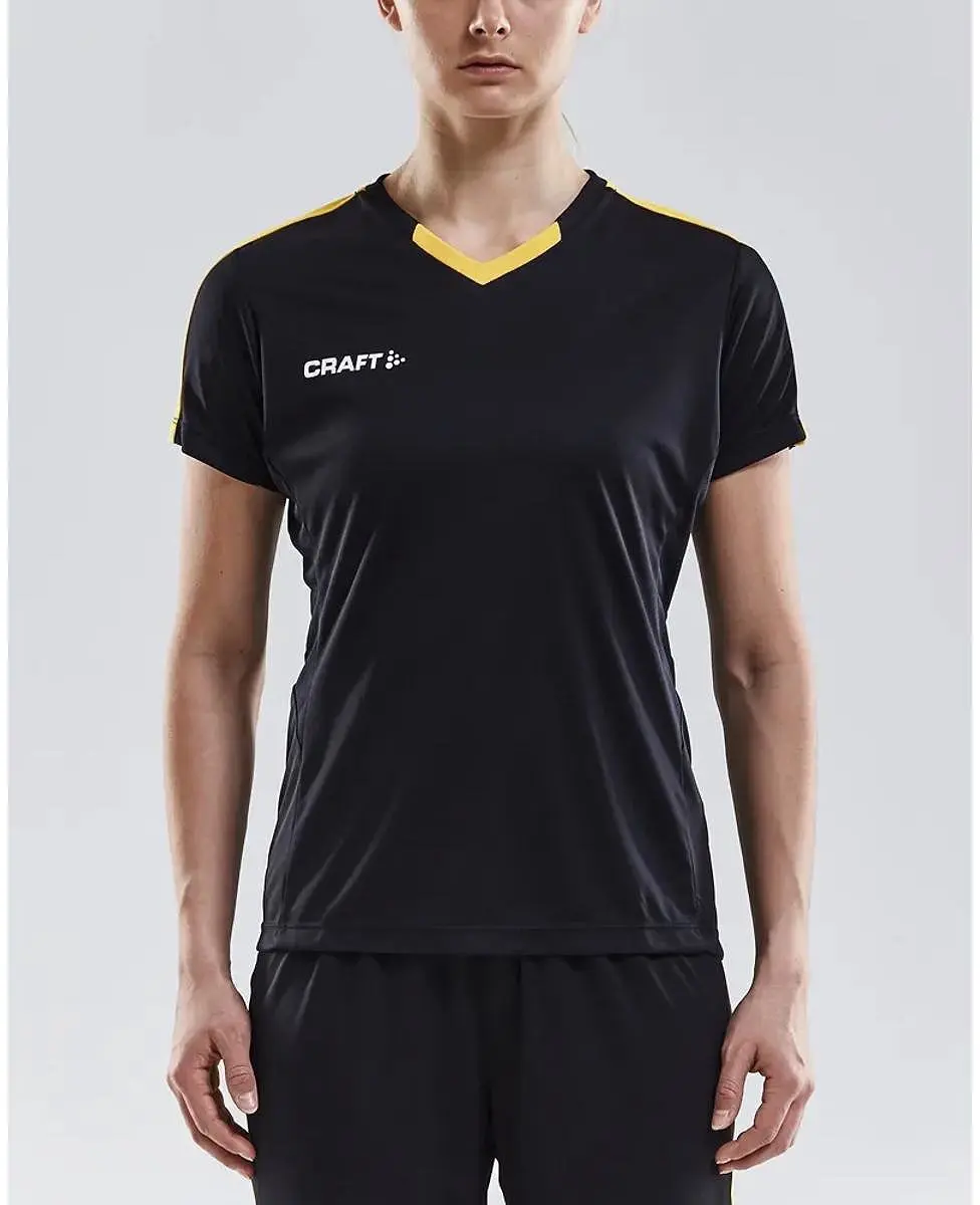Craft Progress Contrast Shirt Dames - XXL - Zwart/Geel